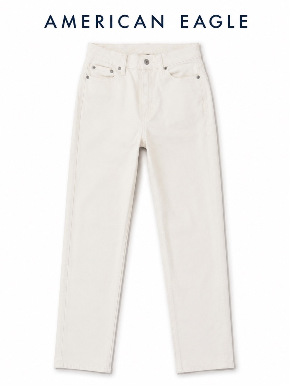 American Eagle Super High Rise Straight Jeans 000 Regular Natural White
